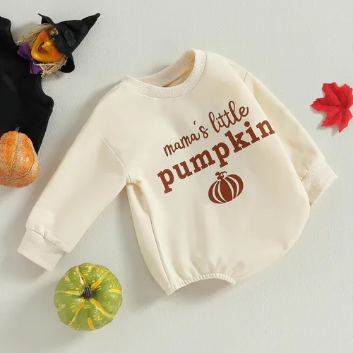 Miniatura 2 de Adobabirl Disfraz de Halloween para bebé, sudadera de fantasma de calabaza, mameluco de gran tamaño, lindo para otoño e invierno