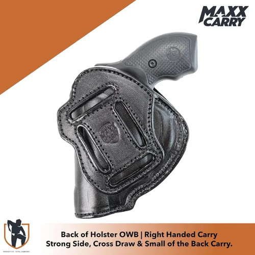 Miniatura 3 de Maxx Carry Funda de cuero de alta calidad OWB e IWB de 4 vías para pistola de marco J para los modelos S&W 442 y 642 Airweight 637, 638, 640 y otros