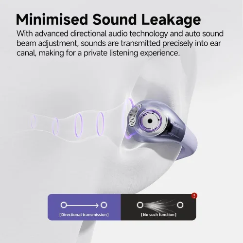 Miniatura 4 de QCY Crossky C30 Auriculares de oído abierto inalámbricos Bluetooth, auriculares de clip con 4 micrófonos ENC de cancelación de ruido, ajuste Púrpura