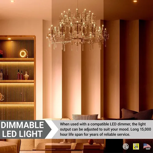 Miniatura 5 de Paquete de 6 bombillas LED CTF/LED/7W/927/6PK E12 para candelabro, punta torpedo esmerilada regulable, 2700 K blanco cálido, 7 W