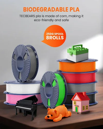 Miniatura 7 de TECBEARS Paquete de filamentos de ácido poliláctico (PLA), 8.82 oz/carrete, 16 colores, 8.8 lbs en total, Amarillo