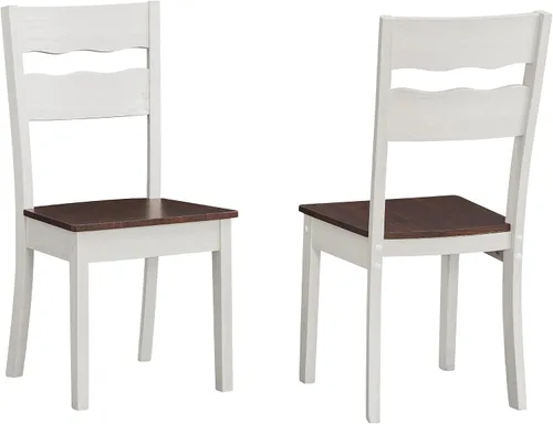 Miniatura 3 de GTU Furniture Juego de 4 sillas de madera clásica de dos tonos sin brazos para cocina, comedor, color blanco, con respaldo de escalera de madera