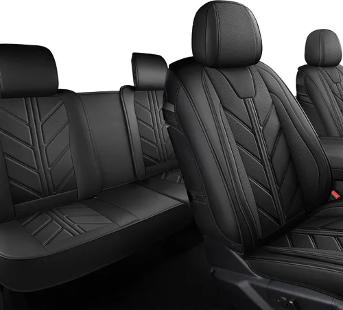 Miniatura 2 de Fundas para asientos de camioneta Compatibles con Dodge Ram 1500 2009-2024 Limited Laramie Big Horn; Fundas de asientos de cuero sintético para Negro