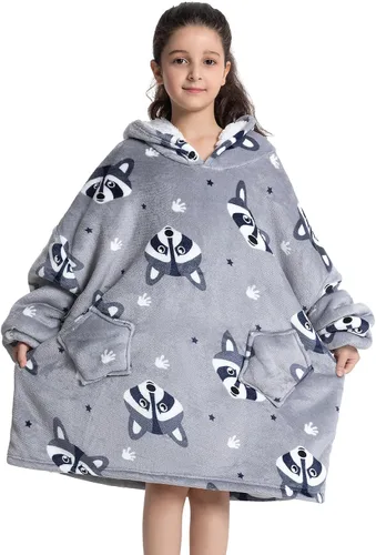 Miniatura 19 de Manta con Capucha Vestible para Niños de 4-12 Años, Manta con Capucha de Animales de Tamaño Grande, Súper Suave, Cómoda, Cálida, Franela de Rainbow