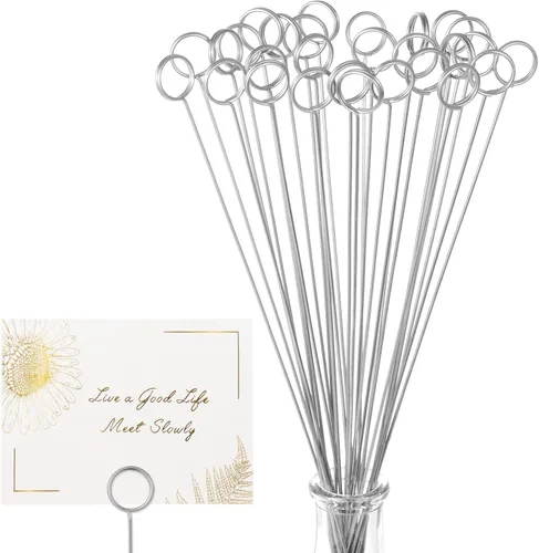 Miniatura 11 de Avsty 30 tarjeteros florales con púas de alambre para bodas, soporte de clip de fotos de metal, soporte para números de nombre de mesa, soporte