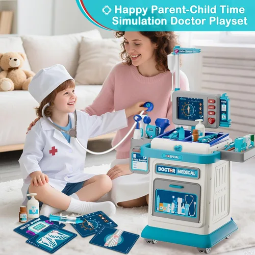 Miniatura 5 de AuroTops Kit de Doctor para Niños Pequeños 3-5, Juego de Doctor de 26 Piezas para Niños de 3-8 Años, Juguete de Juego de Roles Carrito Médico