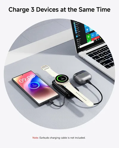 Miniatura 6 de Cargador de reloj portátil para Samsung Galaxy Watch8/8Classic/Ultra (2025)/7/Ultra/6/5, 6000 mAh reloj y cargador de teléfono para Samsung Galaxy