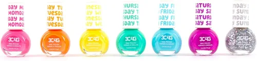 Miniatura 7 de Juego de esmaltes de uñas brillantes para niñas y adolescentes, 7 colores vibrantes, no tóxicos, seguros para niños para todos los días