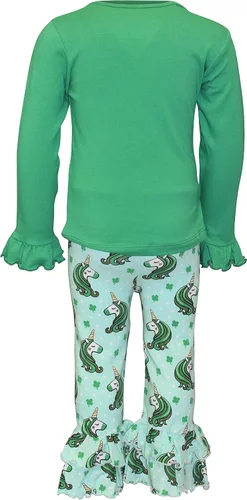Miniatura 4 de Unique Baby Girls 2pc Matching Outfit For Every Holiday Ruffled Long Sleeve Legging Sets 2