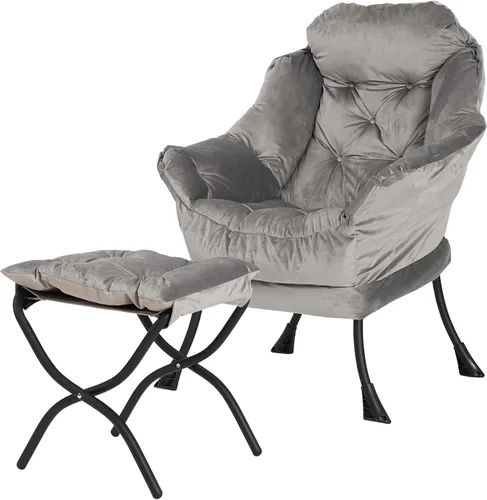 Miniatura 11 de Silla reclinable con otomana plegable, sillas de sala de estar, silla de salón contemporánea de acento, silla de sofá de ocio con marco de acero