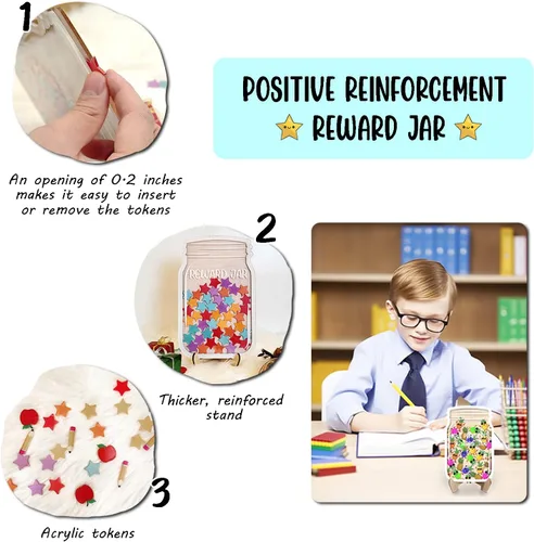 Miniatura 6 de Tarro de recompensa magnético personalizado para niños, sistema de recompensa de tarro de estrella, tarros de incentivo de comportamiento positivo