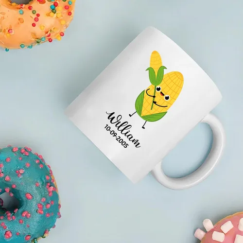Miniatura 3 de Taza de café blanca personalizada con mano agitada de manzana con nombre de bebé, taza de cerámica personalizada para amantes de la fruta