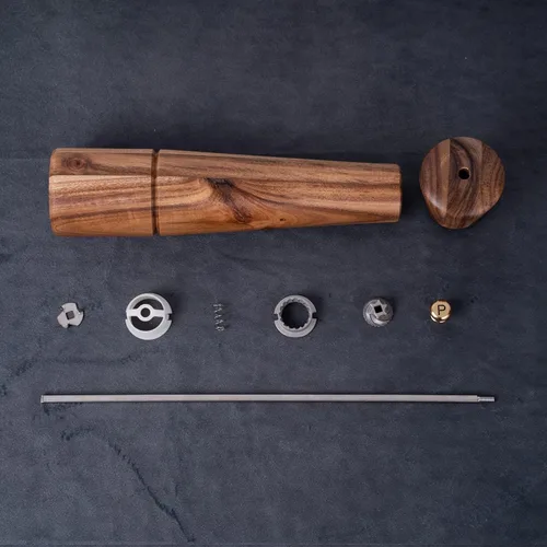 Miniatura 6 de Molinillo de pimienta, molinillo de pimienta con acero inoxidable ajustable, madera de acacia, 12.6 in de altura, diámetro inferior: 2.4 in