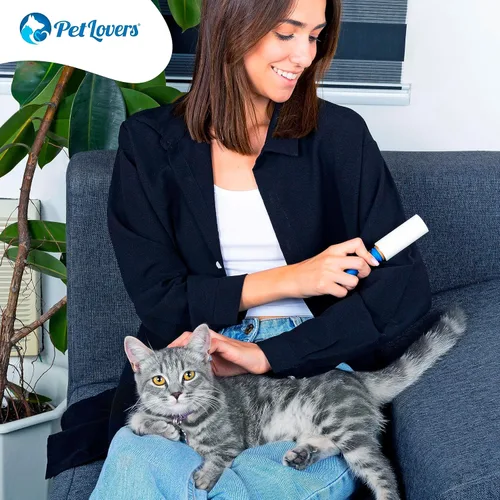 Miniatura 8 de PetLovers Juego de rodillo extra pegajoso para depilación de mascotas y ropa, removedor de pelusa de perros y gatos (azul, paquete de 4 mini)