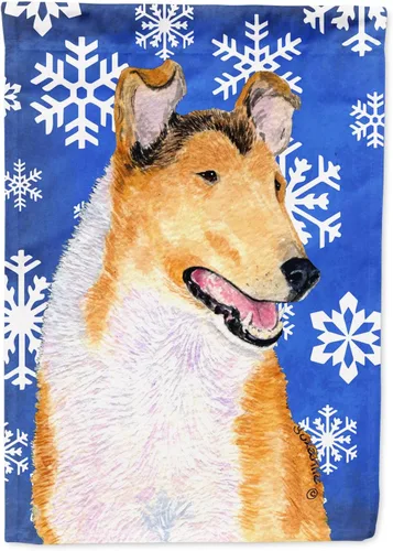 Miniatura 122 de Caroline's Treasures SC9374GF Bulldog English Snow flakes Holiday Garden Flag Buzón Bandera decorativa para patio exterior, patio, obras de arte