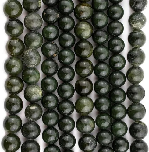 Miniatura 3 de TheBeadChest - Cuentas redondas de jade nefrita verde oscuro de 25/64 pulgadas (0.394 in), hebra de 16 pulgadas