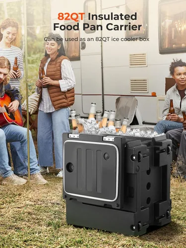 Miniatura 3 de Calentador de alimentos con ruedas, calentador de alimentos de carga frontal de 82 cuartos de galón, contenedor de alimentos aislado LLDPE con asas