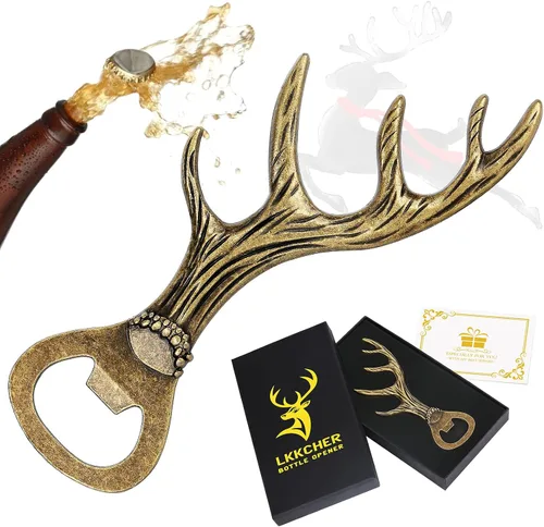 Miniatura 9 de LKKCHER Abridor de botellas de cerveza con cuernos de ciervo, regalos para mujeres, hombres, esposa, marido, novia, novio, mamá, papá, nuevo hogar
