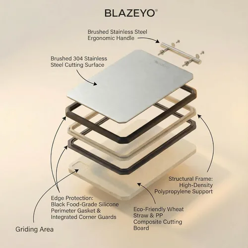 Miniatura 4 de Tabla de cortar de acero inoxidable, resistente y grande de 16 x 11 pulgadas, tabla de cortar de doble cara 2 en 1 para cocina, paja de trigo