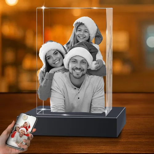 Miniatura 22 de Regalos de foto 3D de cristal personalizados con láser grabados en 3D, marcos de foto personalizados de cristal para aniversario, cumpleaños, boda