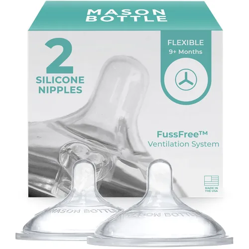 Miniatura 10 de Mason Bottle Tetinas de flujo rápido (más de 6 meses) – Tetinas de silicona para biberón, se adapta a cualquier tarro Mason de boca regular