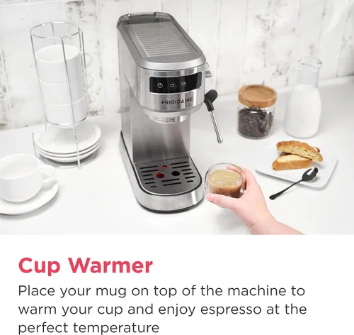 Miniatura 9 de Frigidaire Cafetera de Espresso a Vapor, Máquina de Café con Espumador de Leche y Calentador de Tazas, Presión de 20 Bares, Tanque de Agua Extraíble