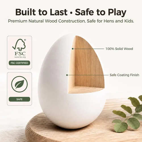 Miniatura 4 de SallyFashion Huevos falsos de madera para cajas de anidación, 9 huevos de Pascua blancos para manualidades, accesorios de cocina para niños pequeños
