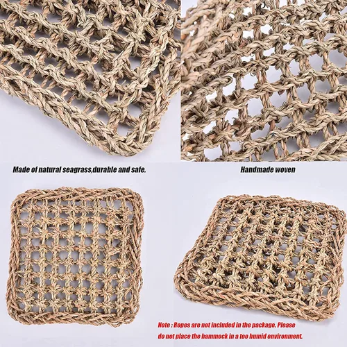 Miniatura 3 de Juguetes de pared para forrajeo, loro hierba marina, escalera, 29.5 x 7.1 pulgadas y 11.8 x 11.8 pulgadas, jaula colgante para hamaca, juguetes