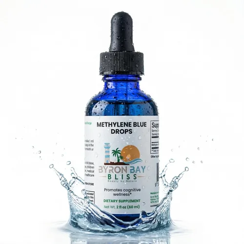 Gotas de azul de metileno, apoyo cognitivo, 10 mg de polvo azul de metileno, forma líquida, 2 fl oz (2.0 fl oz), apoya la energía celular y el