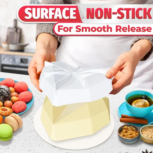 Miniatura 7 de Molde de corazón rompible – Molde de corazón de silicona con forma de diamante para conchas de chocolate, pasteles de mousse, tarta de queso – Boda