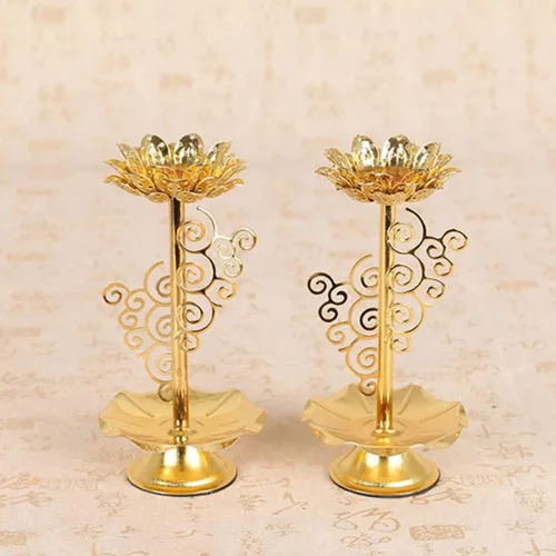 Miniatura 2 de 2 portavelas de loto de aleación, candelabros decorativos budistas para decoración tranquila del hogar, elegante base de vela para meditación