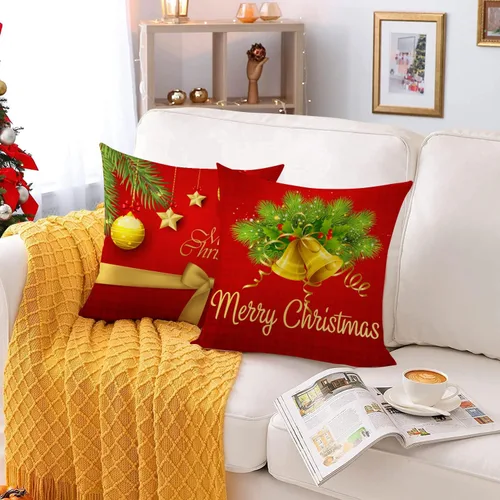 Miniatura 4 de Fundas de Almohada Feliz Navidad 12x12 Juego de 4 Fundas de Almohada de Terciopelo de Navidad Rosa Navidad Invierno Vacaciones Fundas de Almohada