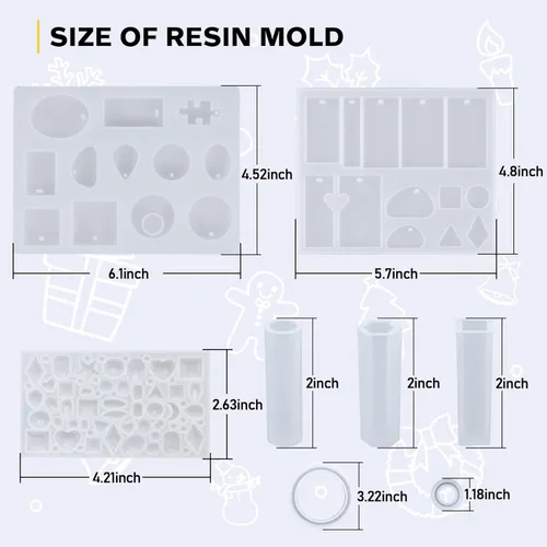 Miniatura 3 de IGaiety Kit de fabricación de joyas de resina, 240 piezas de molde de resina epoxi de silicona, kit de iniciación con moldes epoxi y herramientas