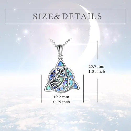 Miniatura 4 de YFN Collar con dije de triple luna y diosa de plata esterlina, pentagrama y ópalo, collar con dije de ópalo pagano, amuleto mágico wiccano, árbol