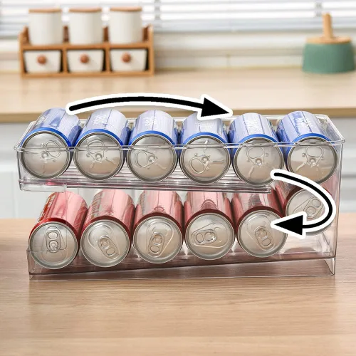Miniatura 4 de OnDisplay FIFO Gravity - Organizador de latas de soda/cerveza para refrigerador, almacena hasta 12 latas en el refrigerador, solución