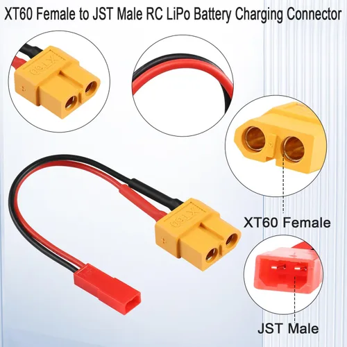 Miniatura 3 de QIANRENON XT60 hembra a JST macho RC LiPo Conector de carga de batería Convertidor 22AWG JST Plug a XT60 Socket ESC Cable adaptador