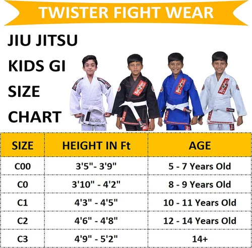 Miniatura 5 de Twister Kids Jiu Jitsu Gi Ultra Light Fabric Youth BJJ Gi with free White Belt Included