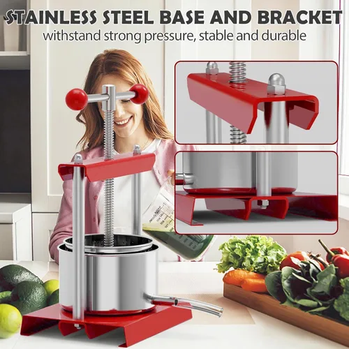 Miniatura 4 de SQUEEZE master Prensa manual para tinturas de queso, hierbas, frutas y vino - 1.6 galones/6 litros - Mango de bola de potencia - Acero inoxidable