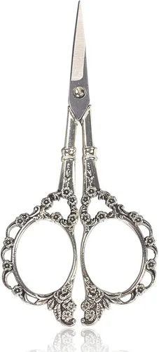 Tijeras vintage BIHRTC estilo europeo para bordado, costura, artesanías, trabajos de arte y uso diario, Plateado