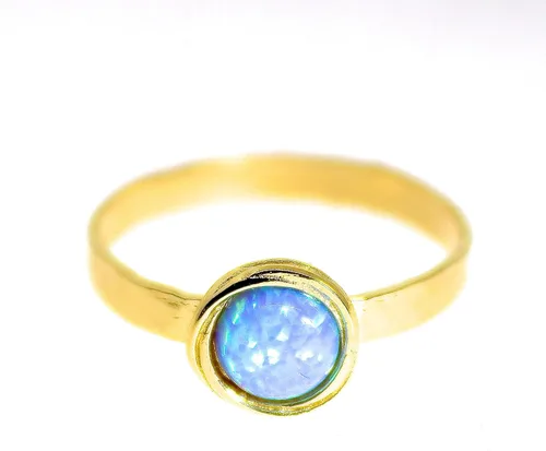 Miniatura 44 de Anillo de oro de piedras preciosas, anillo de piedra chapada en oro de 14 quilates, anillo de piedra apilable, anillo de oro de piedra pequeña
