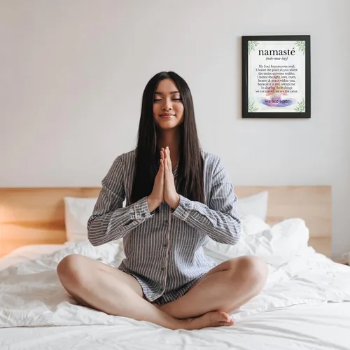 Miniatura 3 de We Are One - Decoración de pared inspiradora, flores y Namaste, impresión inspiradora de yoga para pared, es una foto motivacional con citas