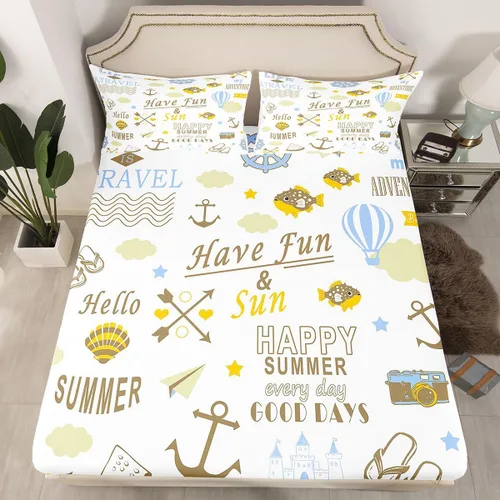 Miniatura 50 de Lake House - Sábana bajera ajustable tamaño individual, sábanas de anclaje náutico para niños, adolescentes, adultos, dormitorio, juego de ropa