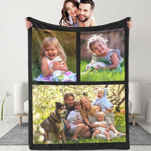 Miniatura 10 de Manta personalizada con texto fotográfico: manta personalizada de 1 imagen, manta de cumpleaños, aniversario, boda, Navidad, regalos para parejas