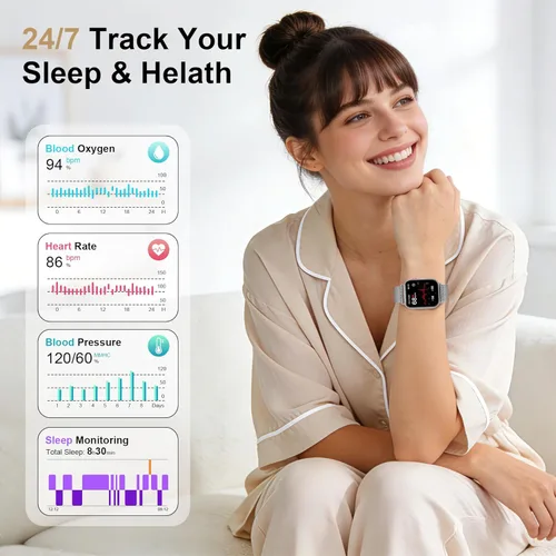 Miniatura 3 de Reloj inteligente para mujer (respuesta/hacer llamadas), pantalla táctil HD de 1.85 pulgadas con 4 bandas, más de 120 modos deportivos, impermeable