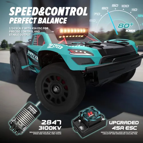 Miniatura 2 de Hosim Coches RC sin escobillas para adultos y niños rápidos 50 mph, camiones RC 4x4 todo terreno todoterreno impermeable de alta velocidad 1/14 RTR