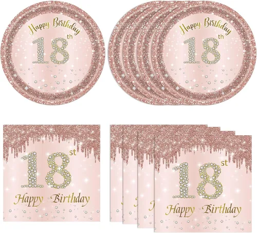 Miniatura 9 de Decoraciones de cumpleaños número 70 para mujer, decoraciones de cumpleaños número 70, platos y servilletas de oro rosa, decoraciones de cumpleaños