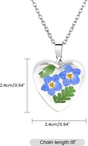 Miniatura 41 de Collar de flores silvestres prensadas con encaje de Forget-Me-Not y Queen Anne Collar de flores prensadas de oro Collares hechos a mano