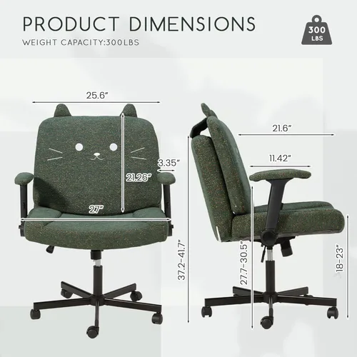 Miniatura 3 de HOMREST Silla cruzada con brazos y ruedas, silla de oficina de patas cruzadas de tamaño grande con asiento extra ancho y cojín de respaldo flexible