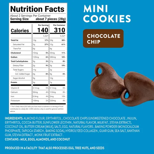 Miniatura 2 de Highkey Galletas con chispas de chocolate keto; paquete de 3 bocadillos bajos en carbohidratos; alimento keto; galletas altas en proteínas sin
