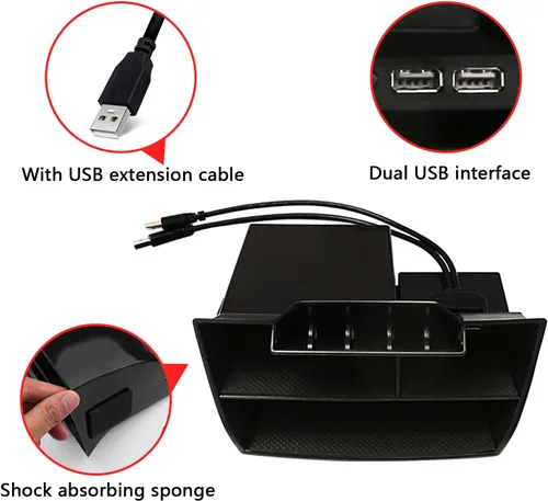 Miniatura 2 de Caja de almacenamiento de consola central para 10ª Honda Civic 2021 2020 2019 2018 2017 2016 bandeja organizadora con doble interfaz USB lámpara LED